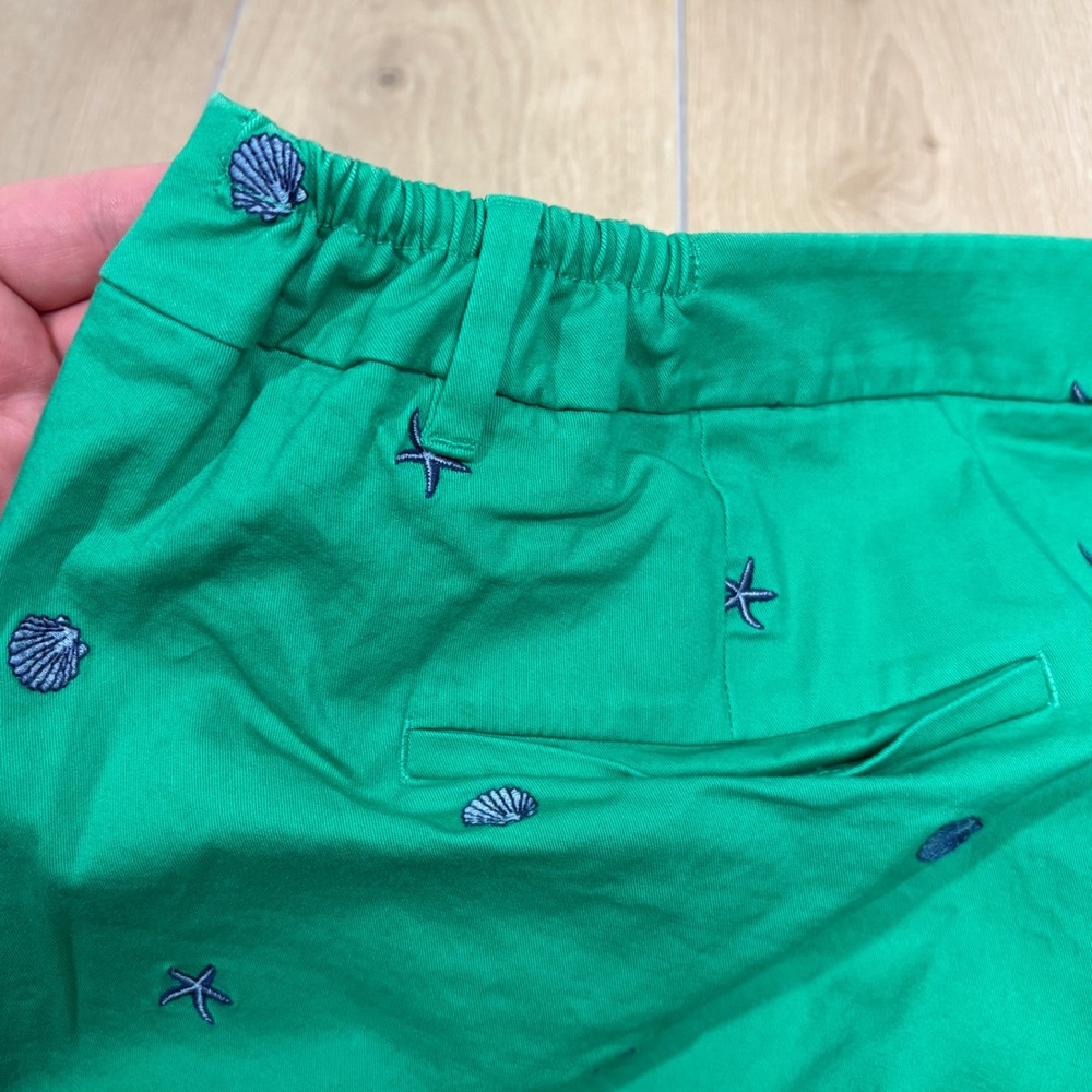 Talbots Woman Green Seashell Starfish Embroidered Crop Pants 18W Nautical Capri - Picture 4 of 7